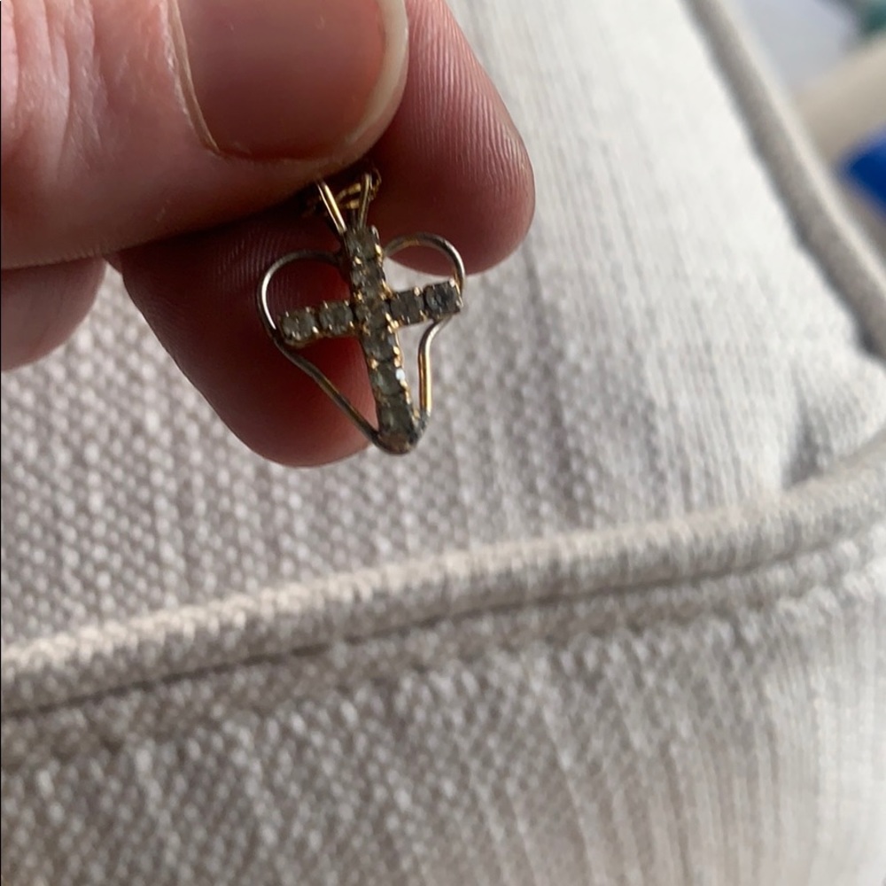 Cross diamond charm in 14 k gold